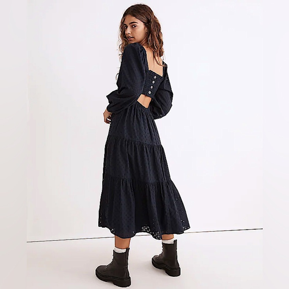 madewell // lucie deep indigo cutout-back midi dress // size L // sold out